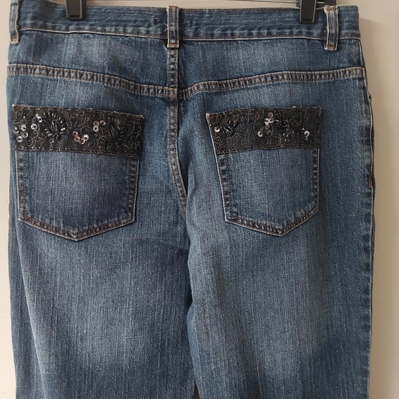 Harold's Blue Denim Jeans Embellished Back Pockets Flare Bootcut Size 12 Womens - Picture 13 of 14